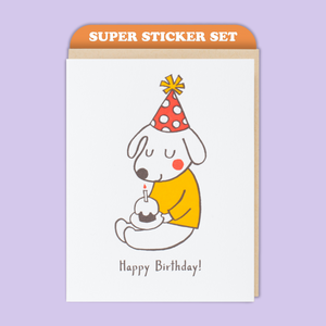 Birthday Dog Card & Sticker Sheet Set