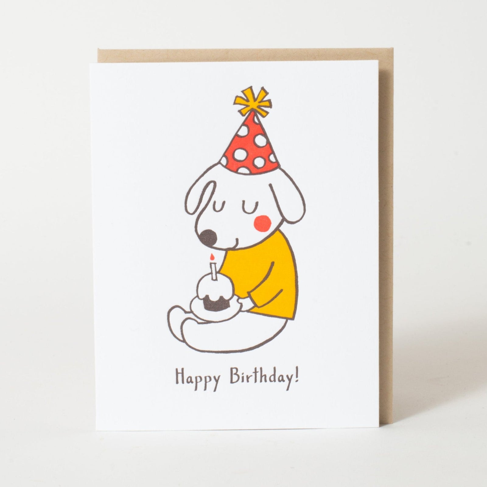 Birthday Hat Dog Letterpress Greeting Card