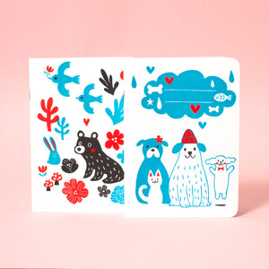 B6 Softcover Blank Notebook 2-Pack (Dog Squad & Bear Bunny)
