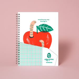 Apple & Worms 6 x 8" Spiral Blank Notebook