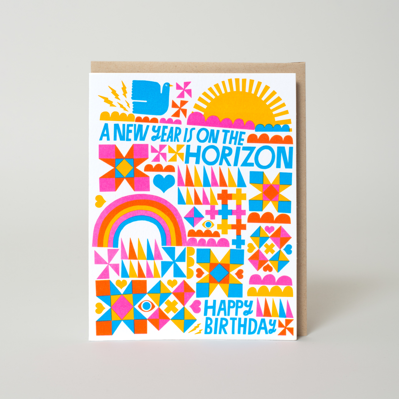 New Year Birthday Letterpress Greeting Card