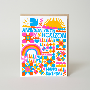 New Year Birthday Letterpress Greeting Card