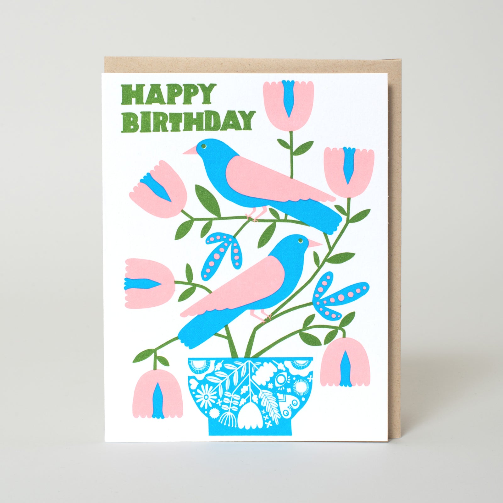 Nordic Bird Birthday Letterpress Greeting Card