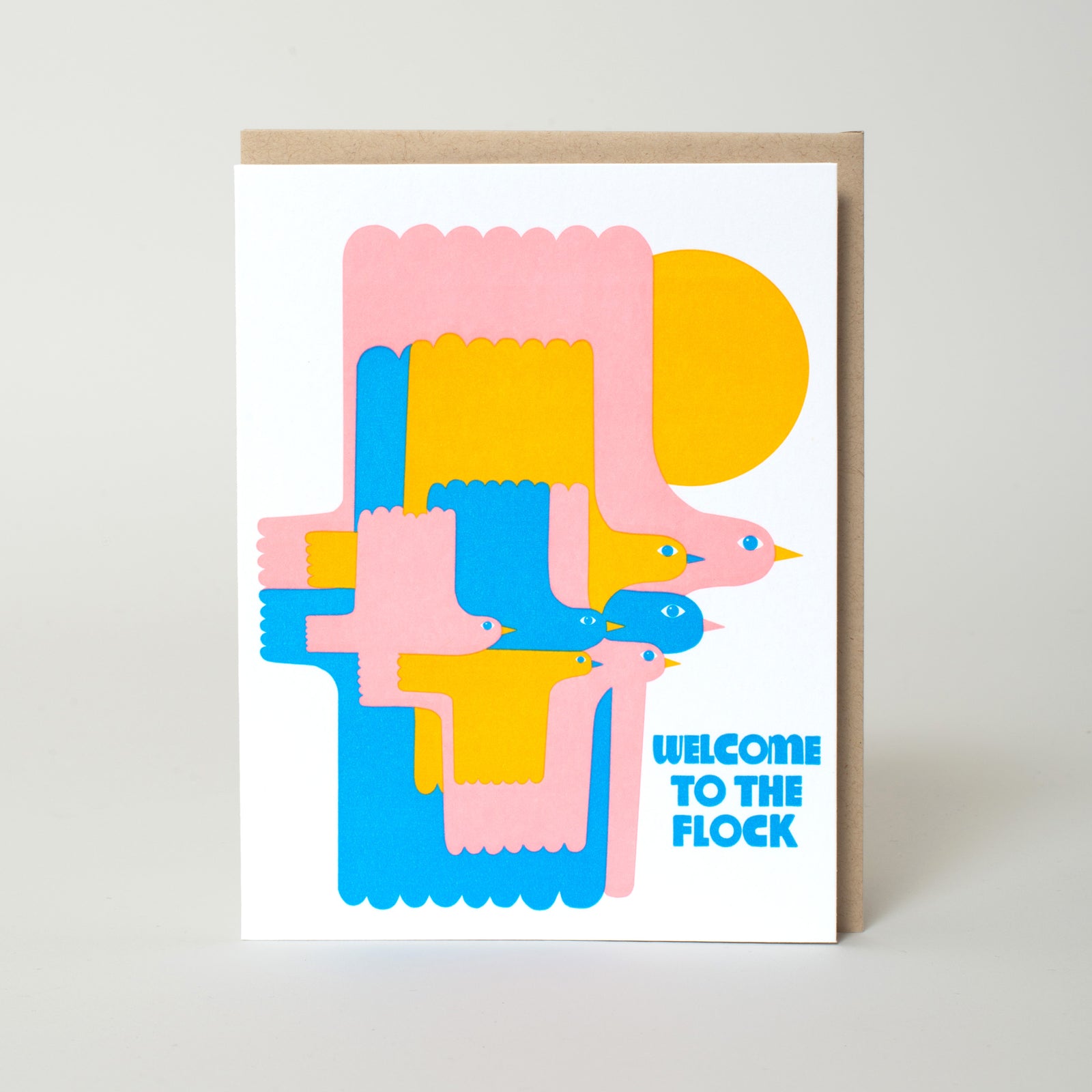 New Baby Welcome To The Flock Birds Letterpress Greeting Card