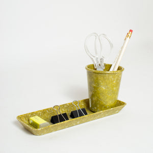 Marbled Melamine Pen Cup, Mustard